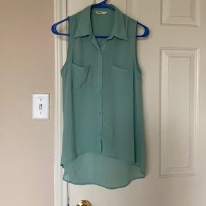 Teal Chiffon High-Low Shirt